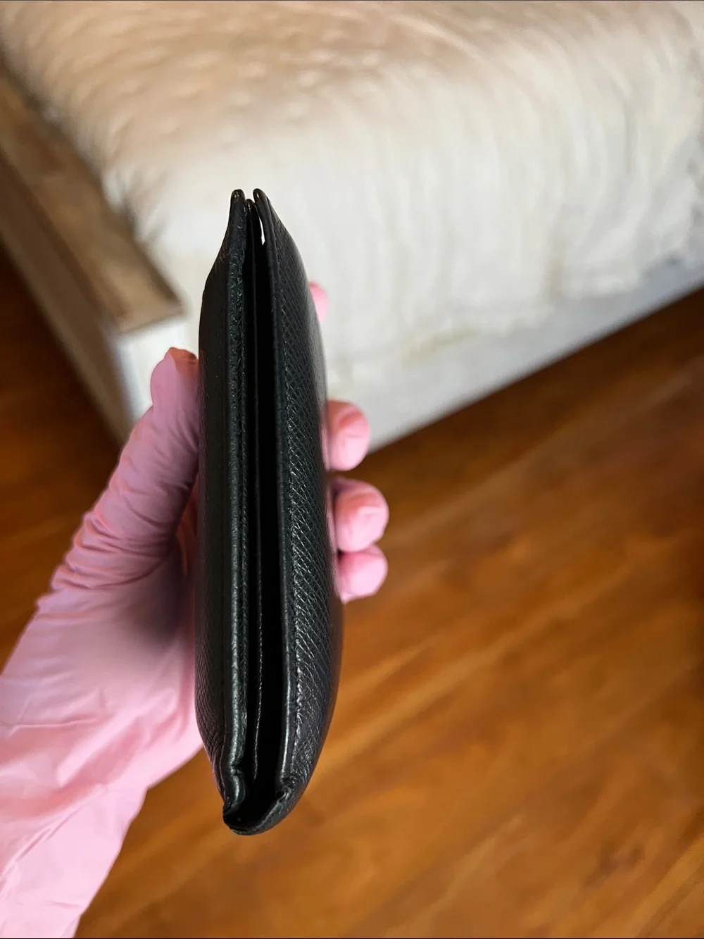 ✨Louis Vuitton Black Textured Leather Wallet with Subtle LV Stamp✨